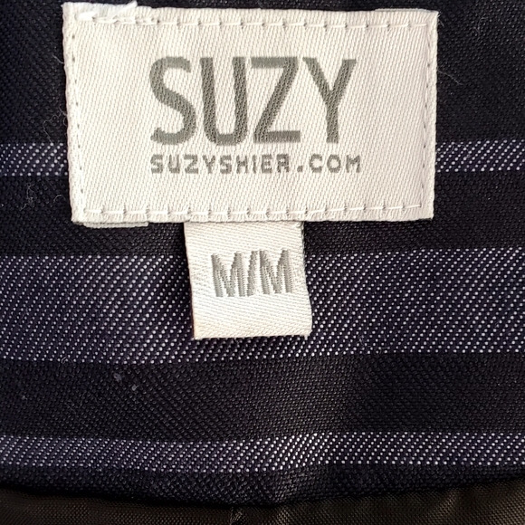 SUZY SHIER White and Blue Plaid Trench coat Size Medium - Picture 4 of 6